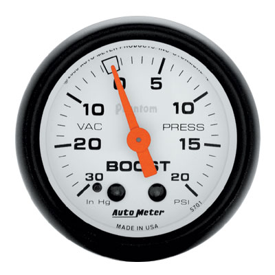 Auto Meter Phantom Series Mechanical Boost 30 in Hg.-Vac/20PSI