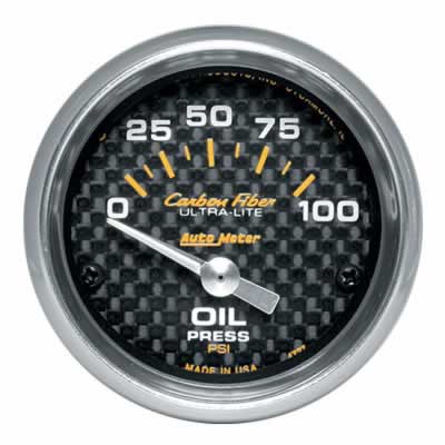 Auto Meter Carbon Fiber Series Electric Oil Pressure 0-100 PSI