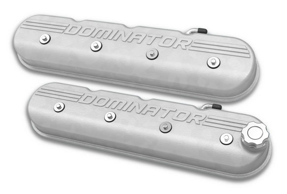 Holley LS Engine Dominator Tall Valve Covers w/Dominator Logo - Natural Cast