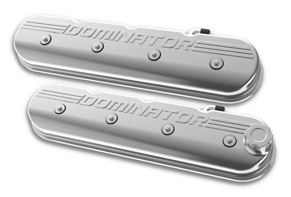 Holley LS Engine Dominator Tall Valve Covers w/Dominator Logo - Polished
