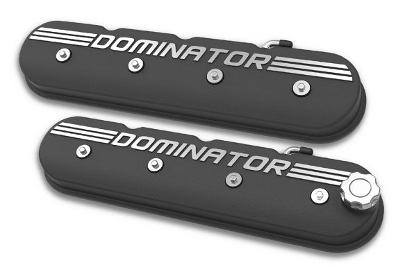 Holley LS Engine Dominator Tall Valve Covers w/Dominator Logo - Satin Black