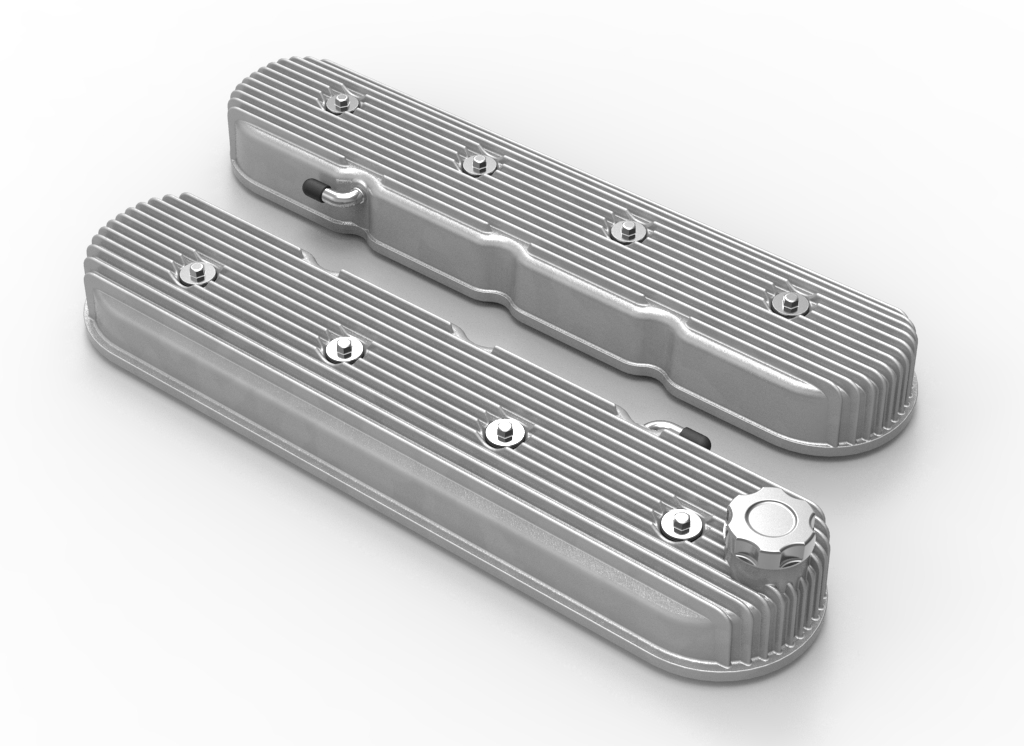 LS Holley Vintage Series Tall Finned Valve Covers - Natural Finish
