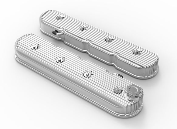 LS Holley Vintage Series Tall Finned Valve Covers - Polished Finish