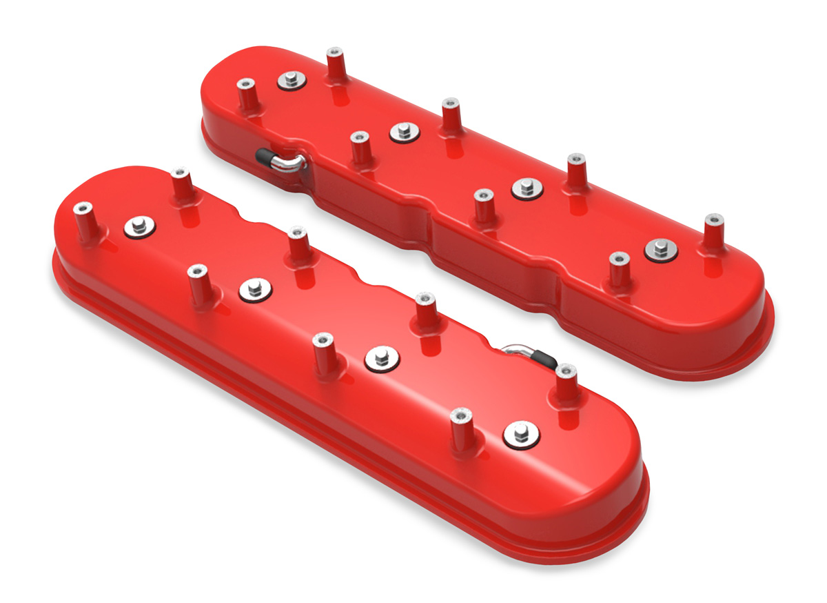 Holley LS Tall Valve Cover - Gloss Red (For Dry Sump Applications)