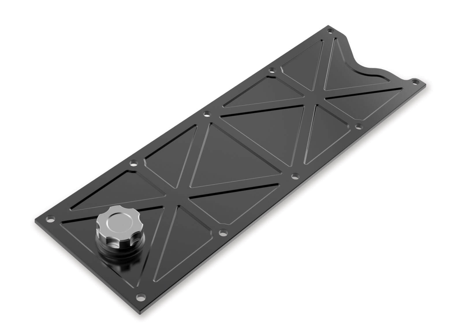 Holley LS1/LS6 Valley Cover with Oil Fill - Black Polished