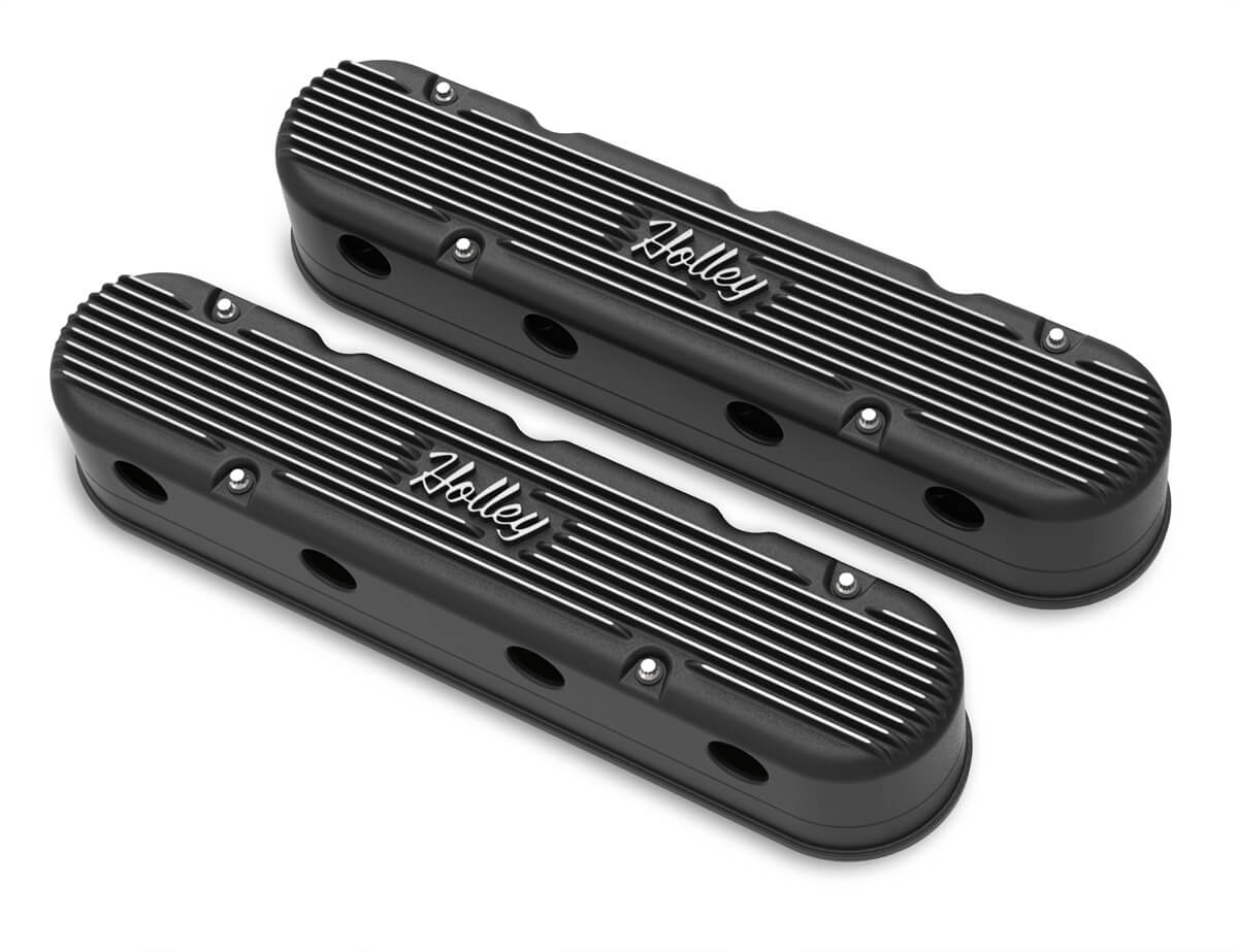 Holley 2-PC LS Vintage Series Valve Covers – Black Machined Finish