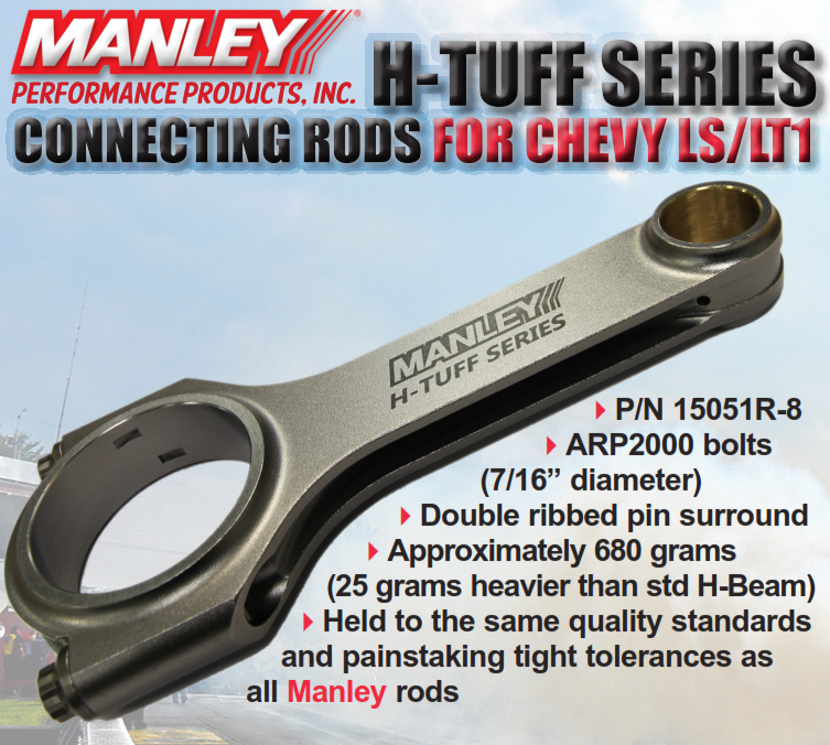 LS/LT Manley Performance 6.125" H Tuff Series Connection Rods w/ARP 2000 Bolts